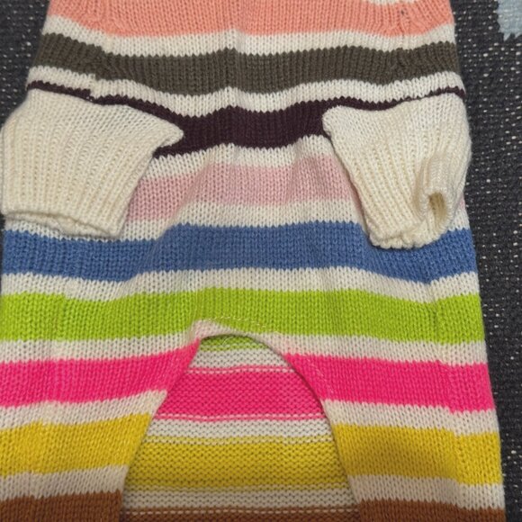 GAP Crazy Stripe Hoodie Knit Dog Sweater, Bright Multi-Color Stripes, XS/S - Picture 3 of 14